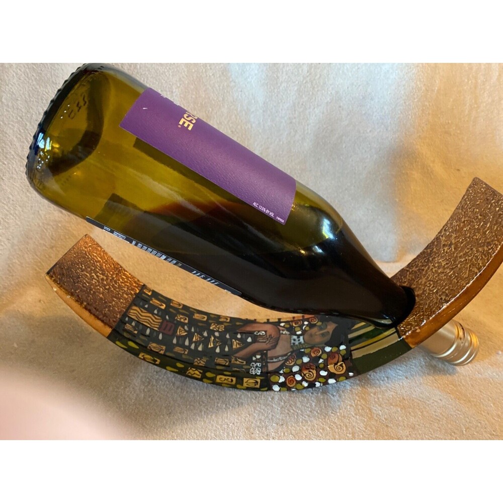 Laquered enamel painted Klimt design wine holder